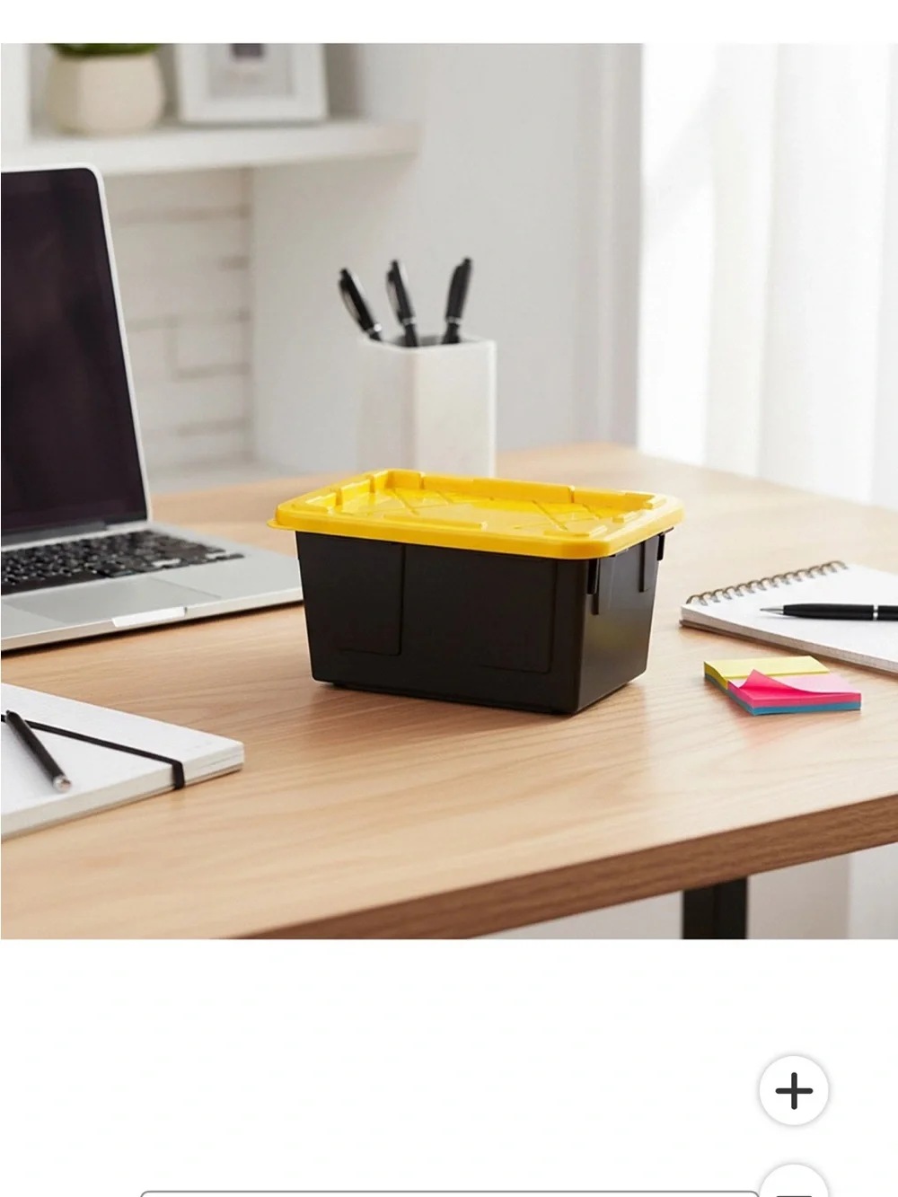 Green Made Mini Storage Bins 10-Pack — Yellow Lids with Black Bin Containers